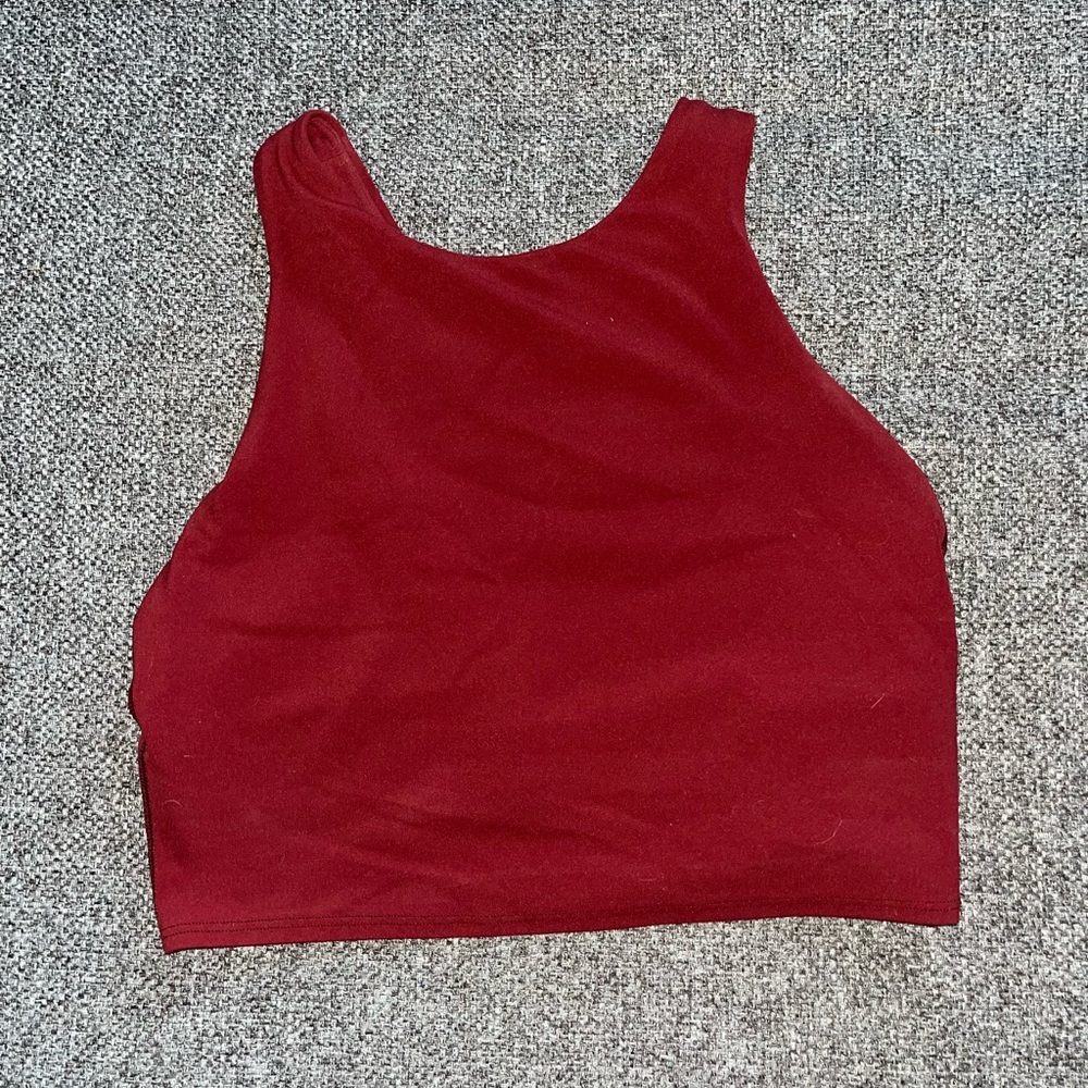 Small Athleta Burnt Orange/Red Cropped Tank with built in sports bra